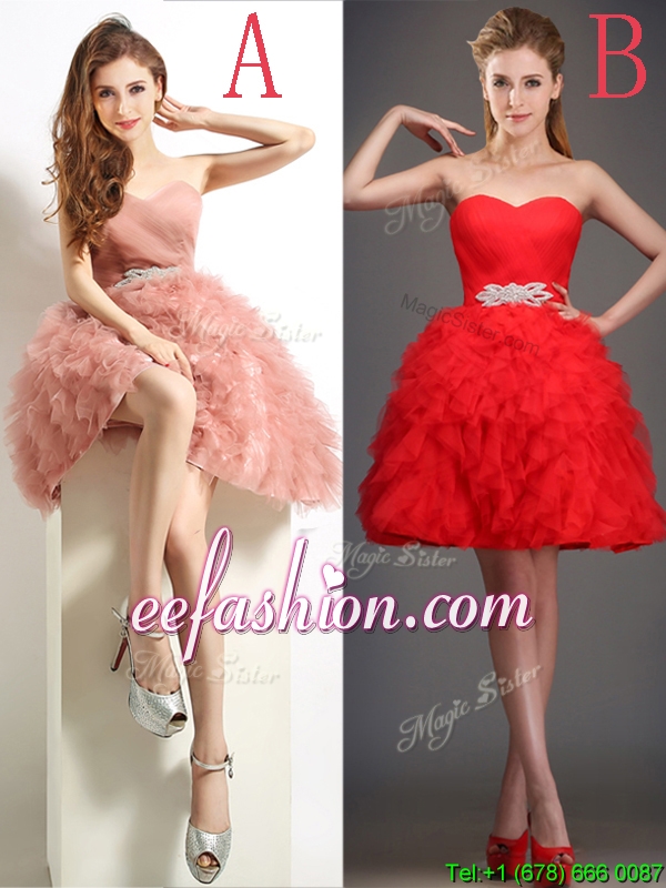 Lovely Beaded and Ruffled Puffy Skirt Prom Dress in Tulle