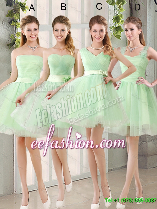 2015 Summer Ruching Organza A Line Mini Length Elegant Dama Dress with Lace Up