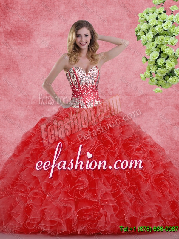 2016 Amazing Sweetheart Beaded Quinceanera Dresses with Ruffles