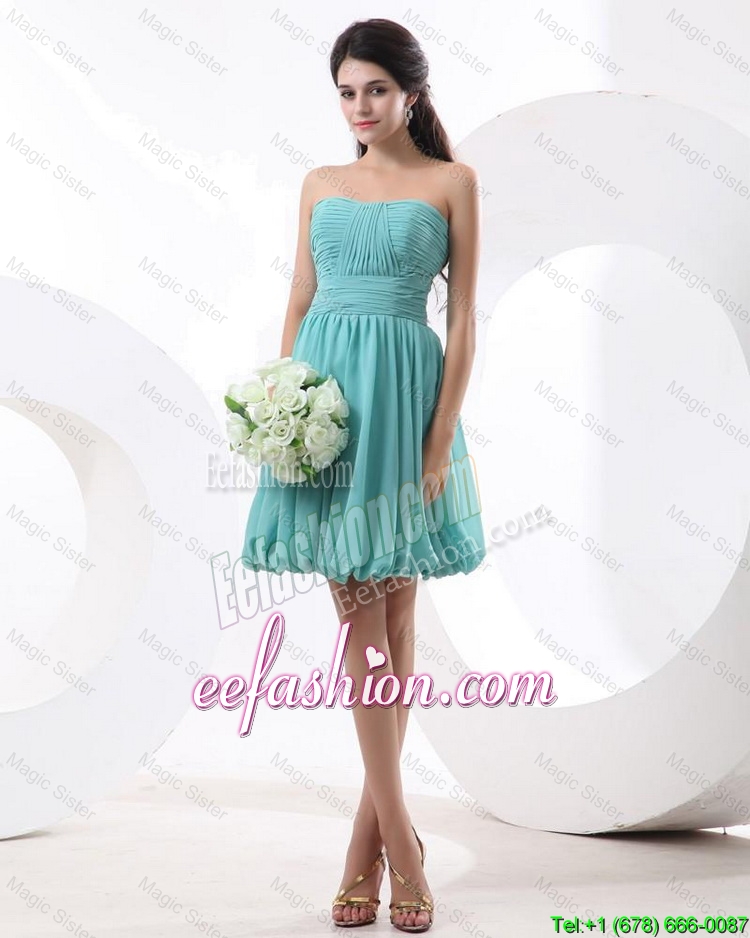 Lovely Mini Length Aqua Blue Prom Dresses with Strapless