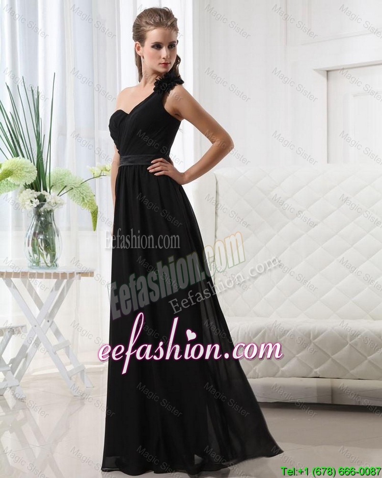 Modest Empire One Shoulder Prom Dresses with Belt