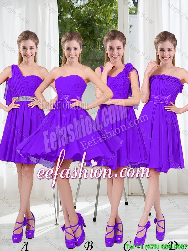 2016 Fall A Line Bowknot Bridesmaid Dresses in Purple