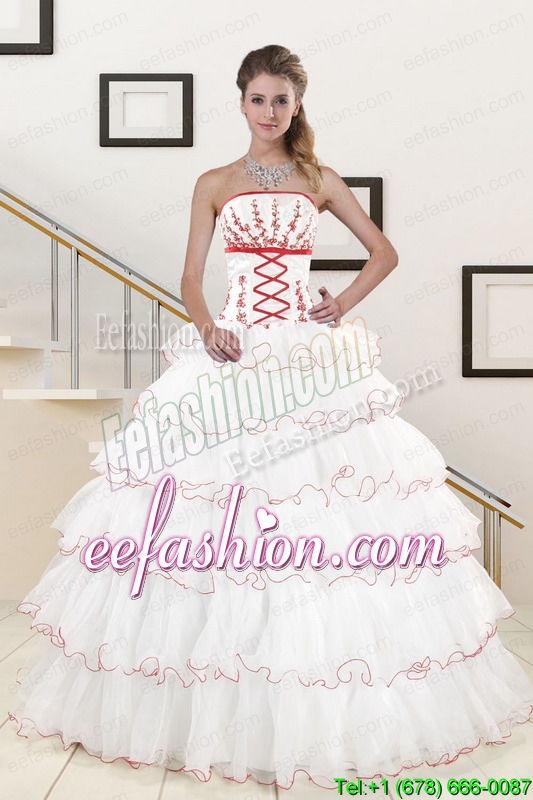 Amazing Ruffeld Layers 2015 Quinceanera Dresses with Appliques