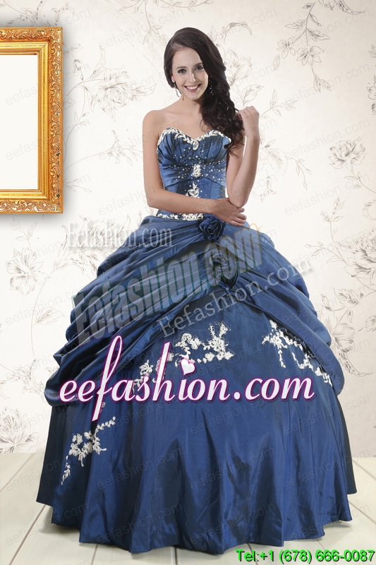 Discount Sweetheart Ball Gown Quinceanera Dresses in Navy Blue