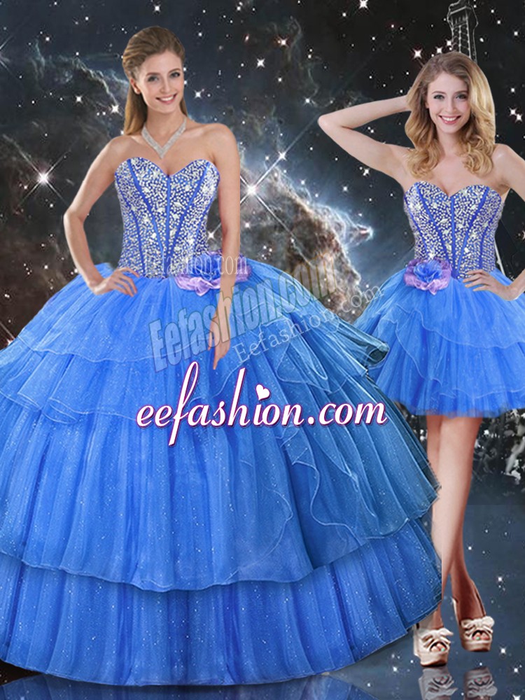  Organza Sleeveless Floor Length 15 Quinceanera Dress and Ruffled Layers and Sequins