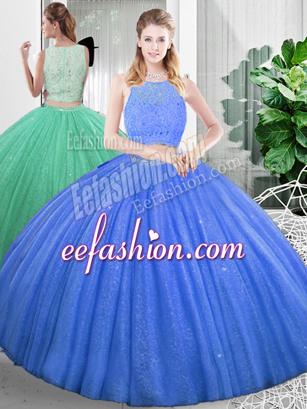  Baby Blue Sleeveless Organza Zipper Quinceanera Dresses for Military Ball and Sweet 16 and Quinceanera
