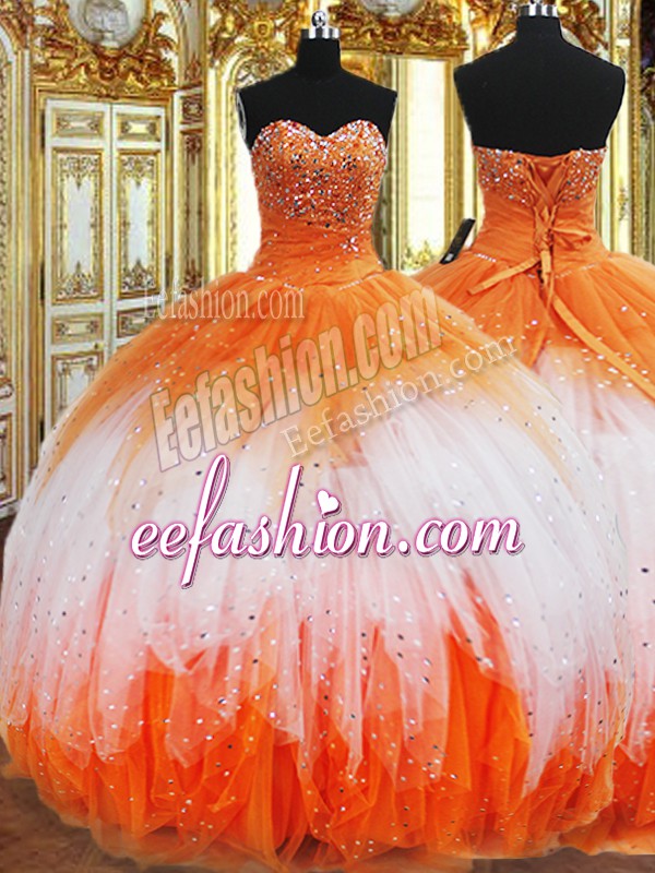  Floor Length Multi-color 15th Birthday Dress Organza Sleeveless Beading and Ruffles