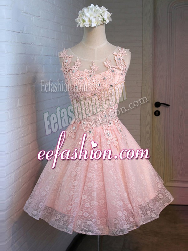 Captivating Scoop Sleeveless Lace Prom Dress Lace and Appliques Lace Up