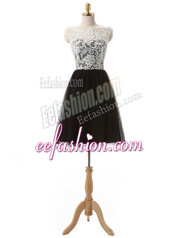  Black Zipper Scoop Lace and Appliques Prom Party Dress Tulle Sleeveless
