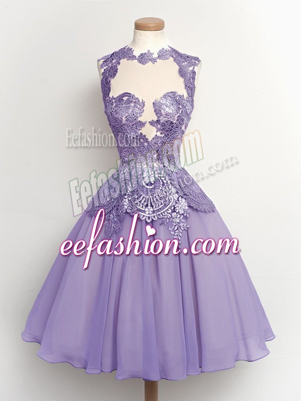  Lilac Court Dresses for Sweet 16 Party and Wedding Party with Lace High-neck Sleeveless Lace Up
