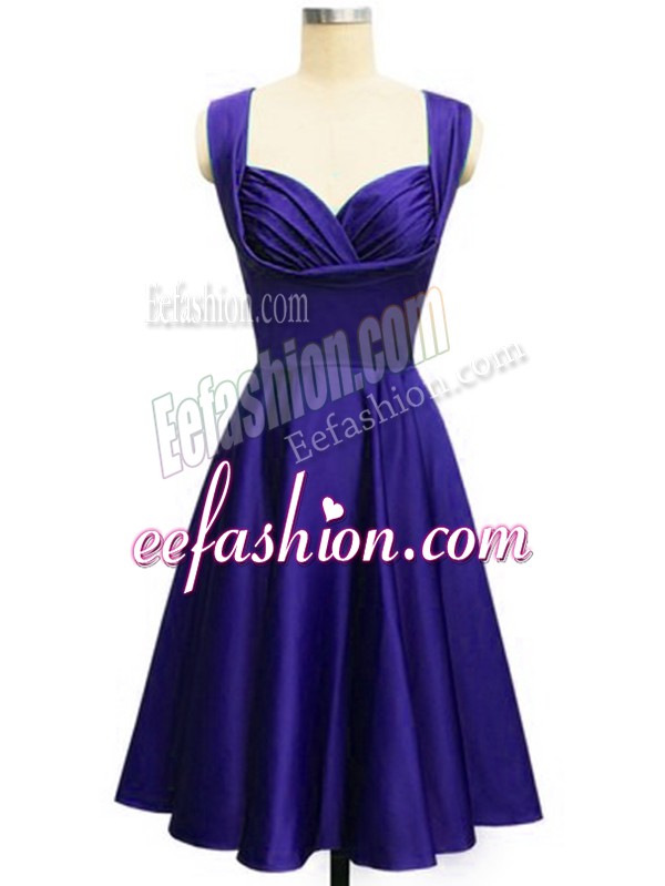 Taffeta Straps Sleeveless Lace Up Ruching Court Dresses for Sweet 16 in Purple