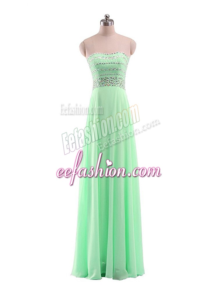 Trendy Chiffon Sleeveless Floor Length Prom Gown and Beading