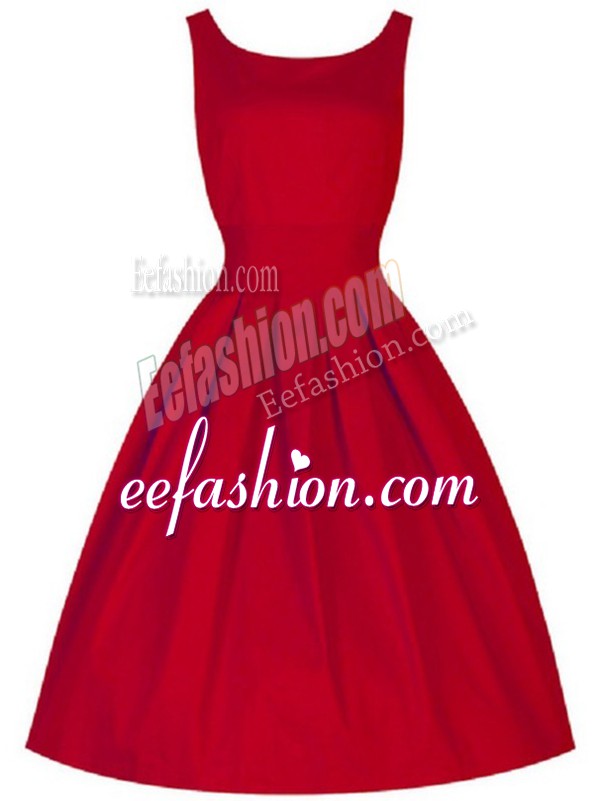 Enchanting Red Vestidos de Damas Prom and Party and Wedding Party with Ruching Scoop Sleeveless Lace Up