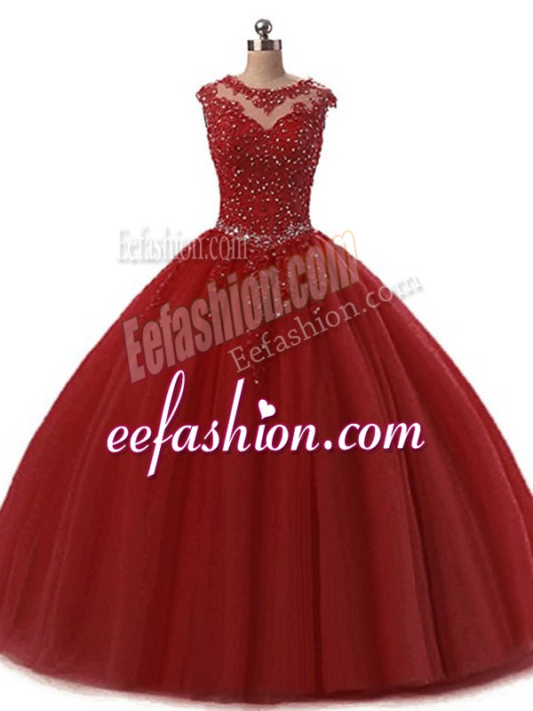 Smart Floor Length Ball Gowns Sleeveless Burgundy Quinceanera Dresses Lace Up