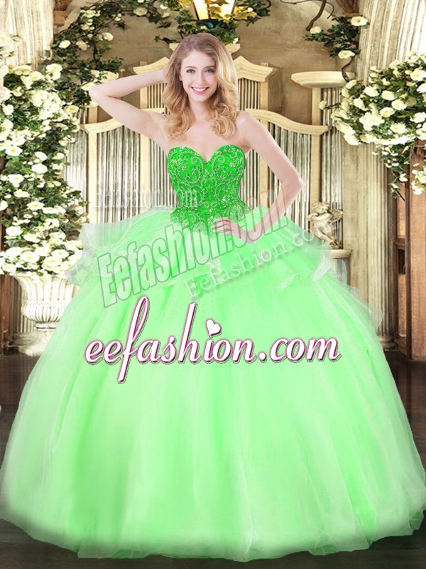 New Style Sweetheart Sleeveless Lace Up 15 Quinceanera Dress Organza