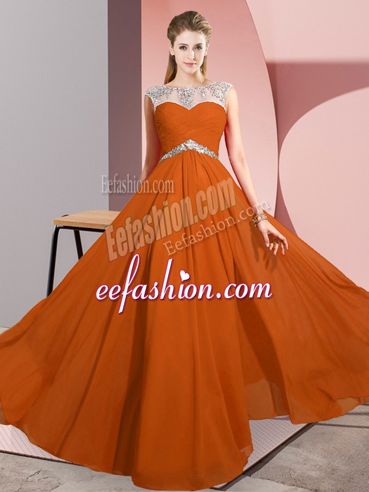 Custom Made Chiffon Sleeveless Floor Length Prom Gown and Beading
