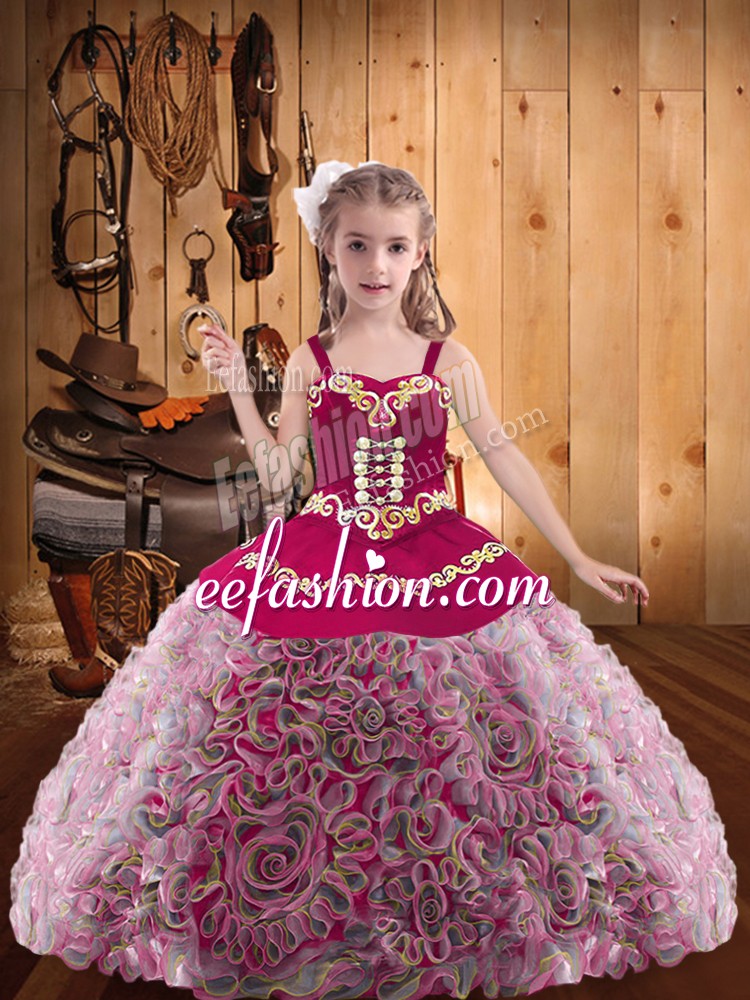 Custom Design Floor Length Ball Gowns Sleeveless Multi-color Little Girls Pageant Dress Wholesale Zipper