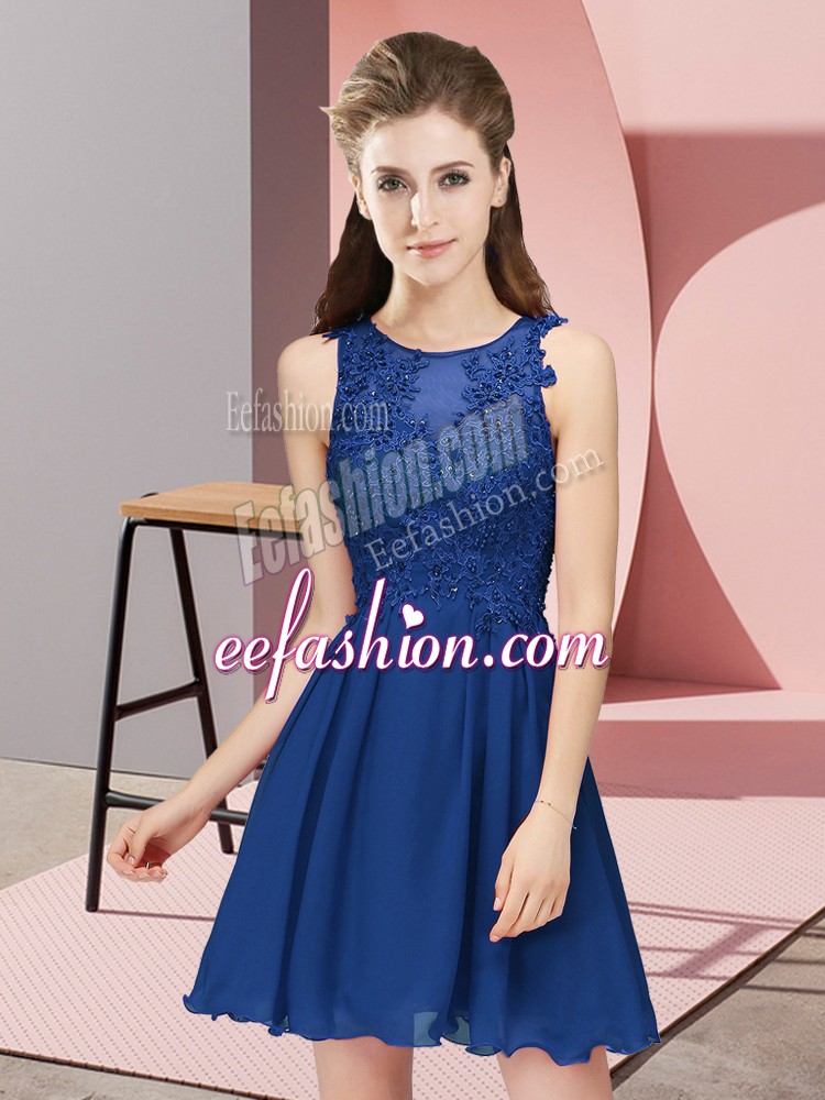 Affordable Sleeveless Appliques Zipper Quinceanera Court of Honor Dress