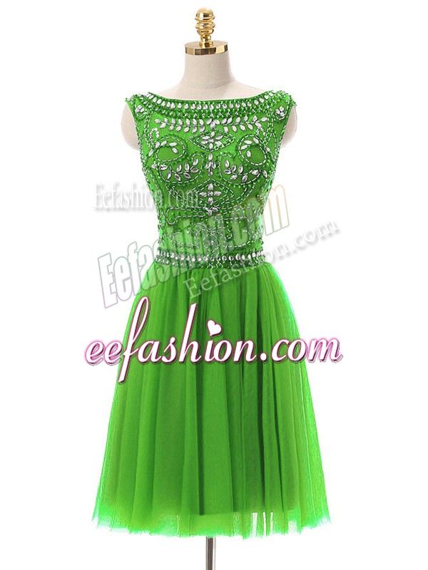  Evening Dress Prom and Party with Beading Bateau Sleeveless Zipper