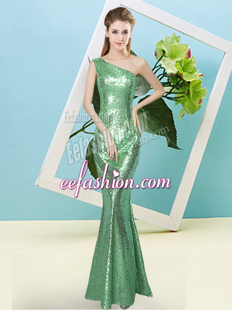 Floor Length Zipper Turquoise for Prom and Party with Sequins