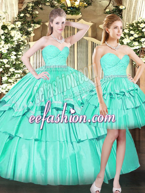 Ideal Aqua Blue Ball Gown Prom Dress Military Ball and Sweet 16 and Quinceanera with Ruching Sweetheart Sleeveless Lace Up