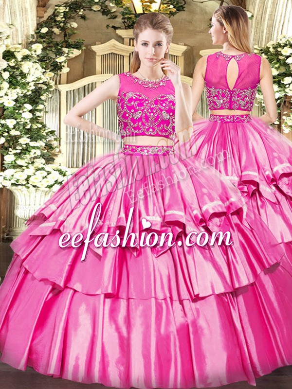 Noble Sleeveless Beading and Ruffled Layers Zipper Quinceanera Gowns