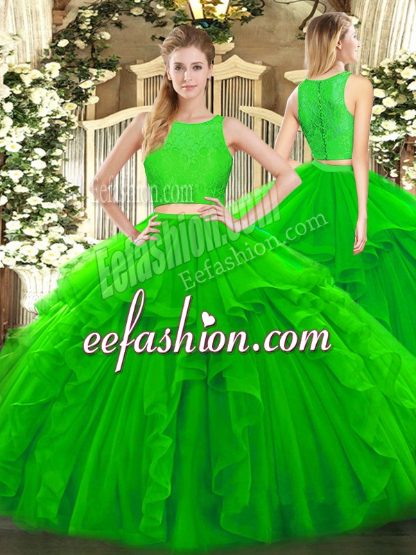  Tulle Sleeveless Floor Length Quinceanera Gown and Ruffles