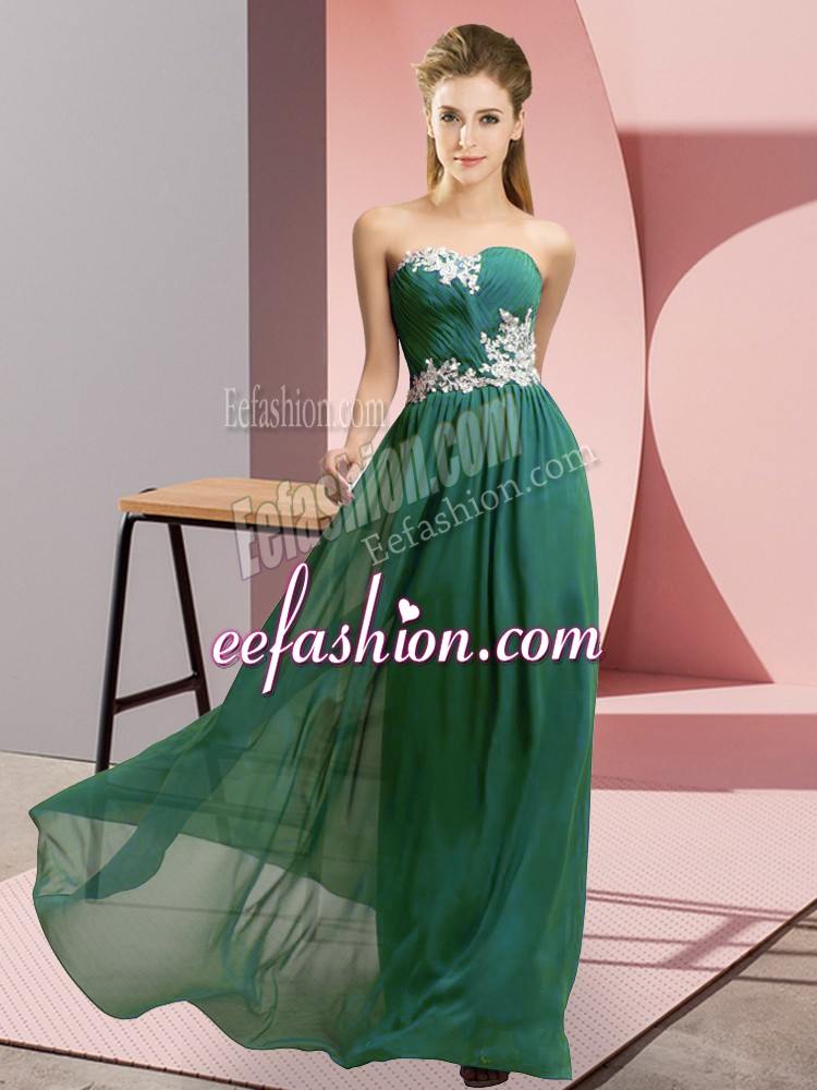 Top Selling Chiffon Sleeveless Floor Length Homecoming Dress and Appliques