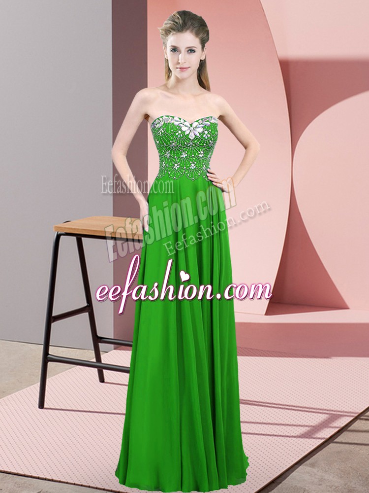  Sweetheart Sleeveless Zipper Prom Dresses Green Chiffon