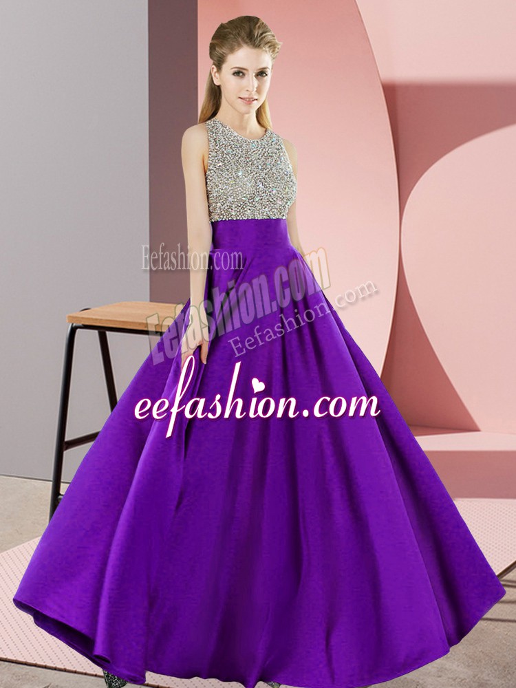 Colorful Sleeveless Backless Floor Length Beading Prom Gown