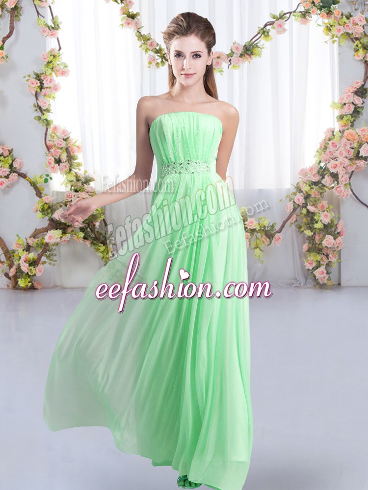 Top Selling Empire Sleeveless Apple Green Bridesmaids Dress Sweep Train Lace Up