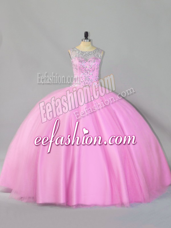 Charming Tulle Sleeveless Floor Length Sweet 16 Dress and Sequins