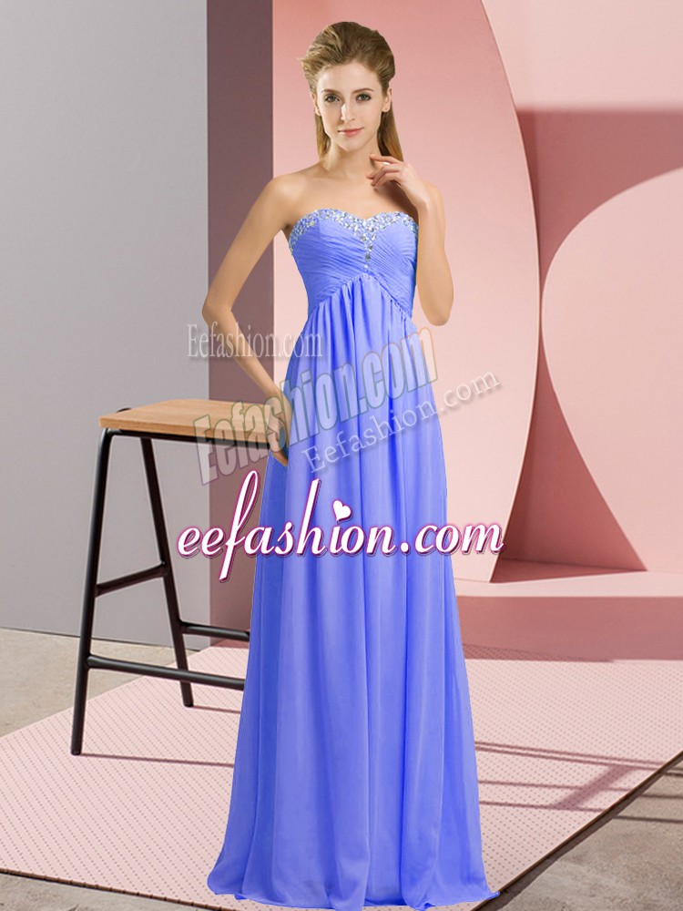 Cheap Lavender Lace Up Sweetheart Beading Dress for Prom Chiffon Sleeveless