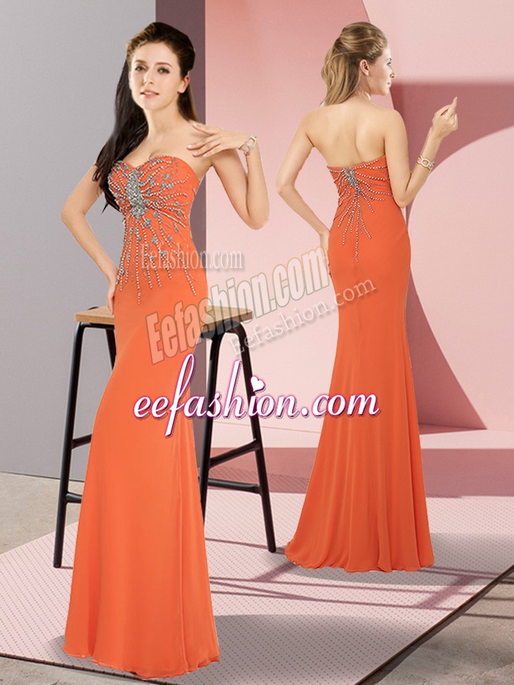  Orange Red Prom Dress Prom and Party with Beading Sweetheart Sleeveless Zipper
