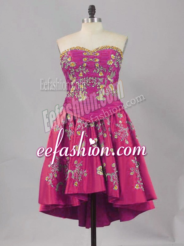 Deluxe Fuchsia Sleeveless Lace Up Prom Party Dress for Prom and Party