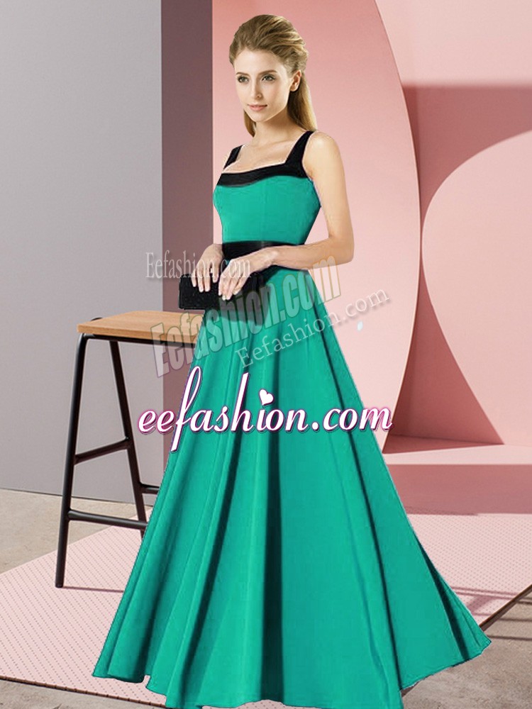  Belt Quinceanera Court Dresses Turquoise Zipper Sleeveless Floor Length