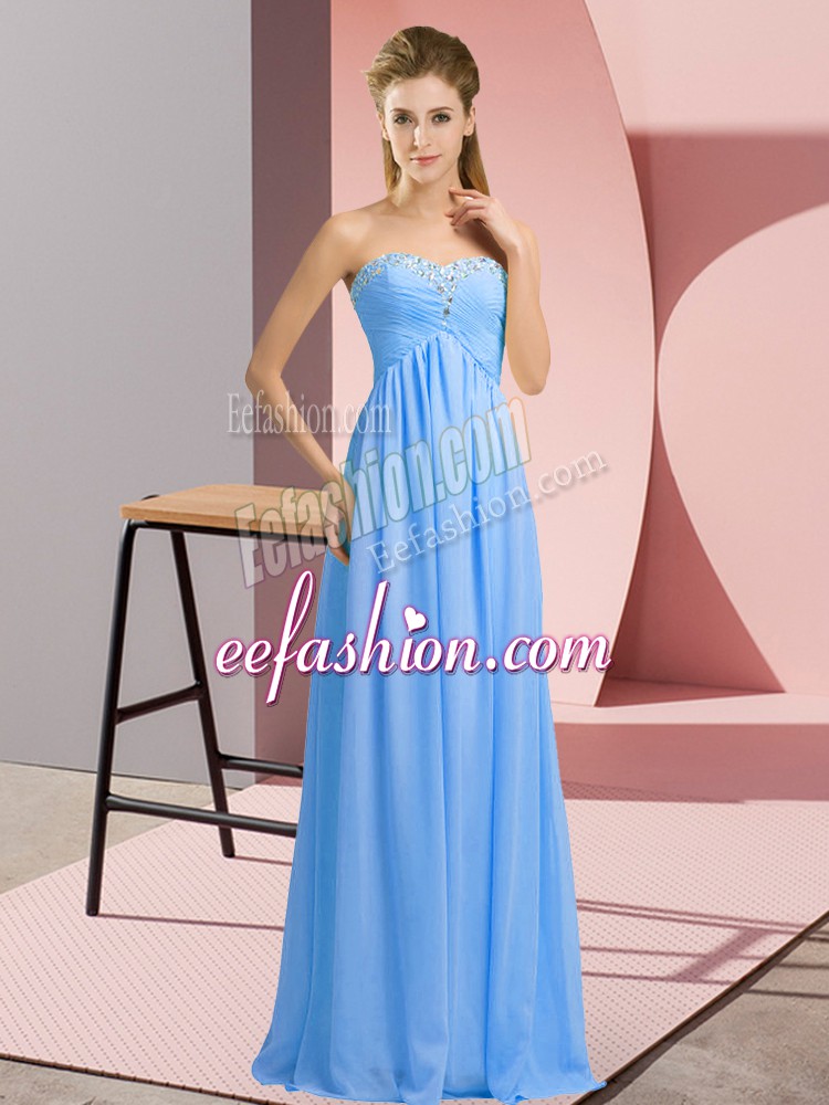 Classical Blue Sleeveless Chiffon Lace Up Homecoming Dress for Prom and Party and Military Ball