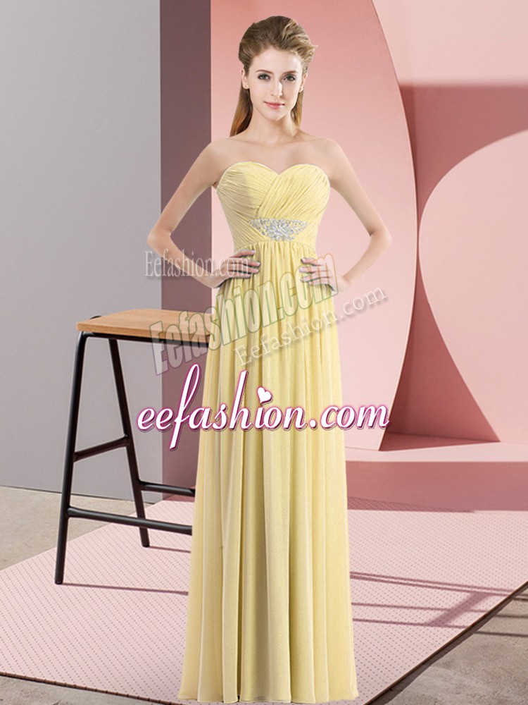  Sleeveless Zipper Floor Length Beading Prom Dress