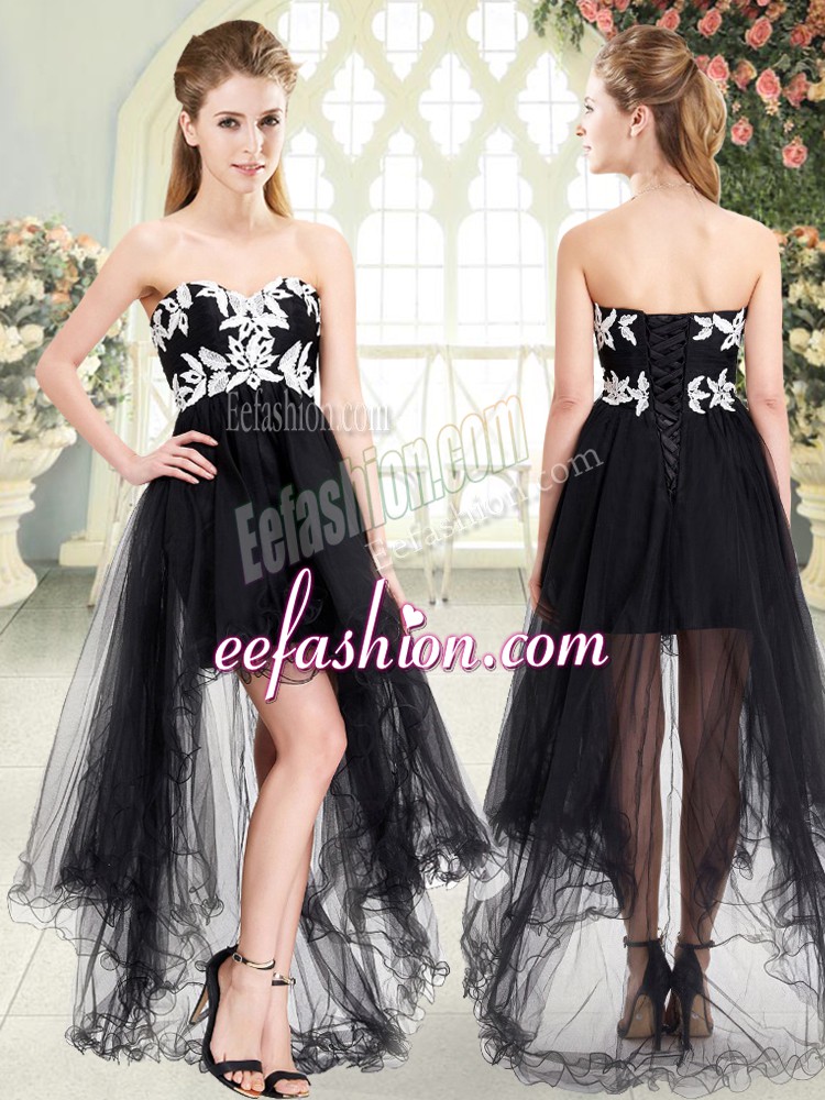 Custom Made Sleeveless Appliques Lace Up Prom Party Dress