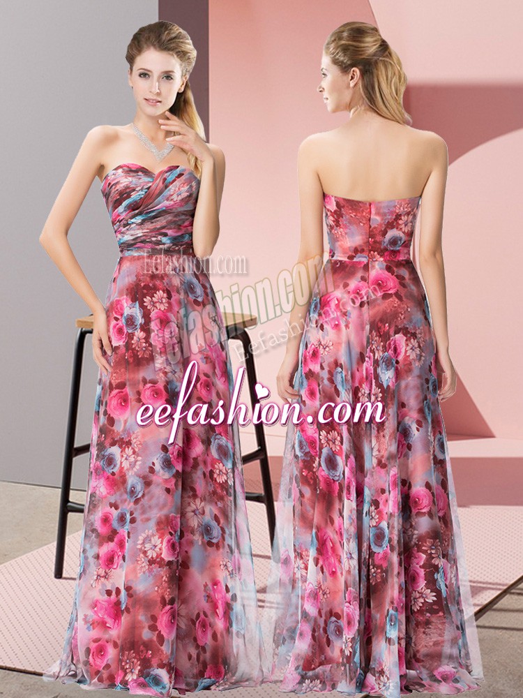Artistic Floor Length Empire Sleeveless Multi-color Prom Dress Zipper