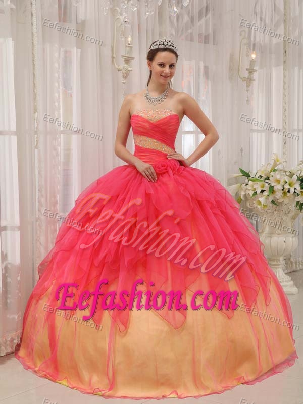 Strapless Organza Beaded and Ruched Quinceanera Dresses on Wholesale Price