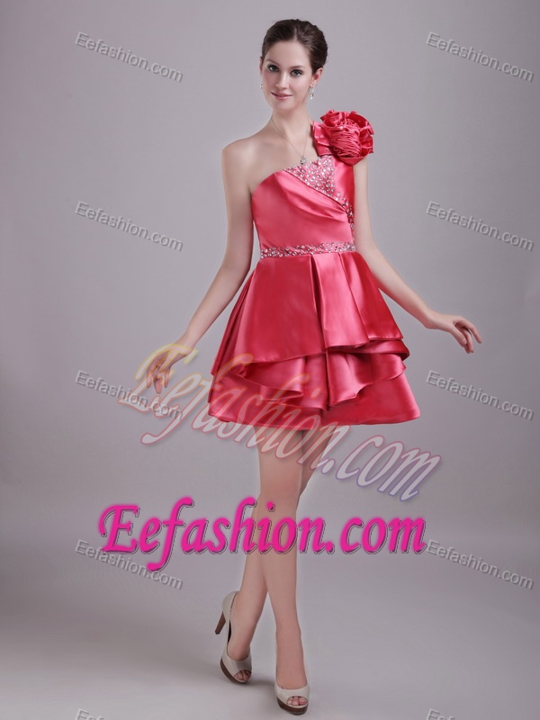 Impressive Red A-line Zipper-up Celebrity Party Dresses with Flowers