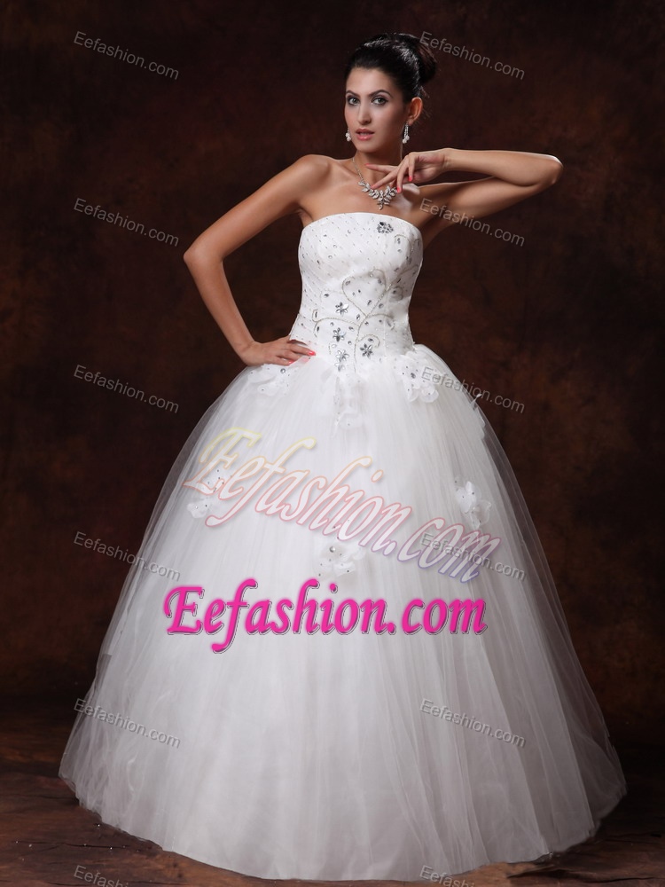Hot Strapless Beaded Long Bridal Dress with Lace-up in and Tulle