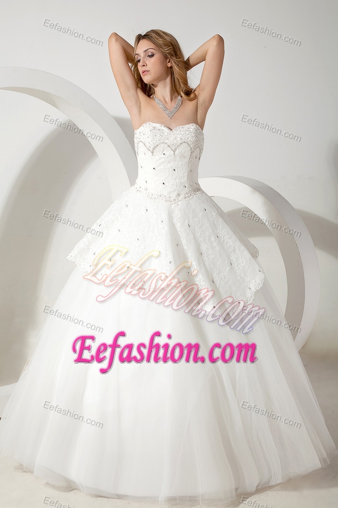 New Sweetheart Beaded Long Lace-up Tulle Summer Dress for Brides