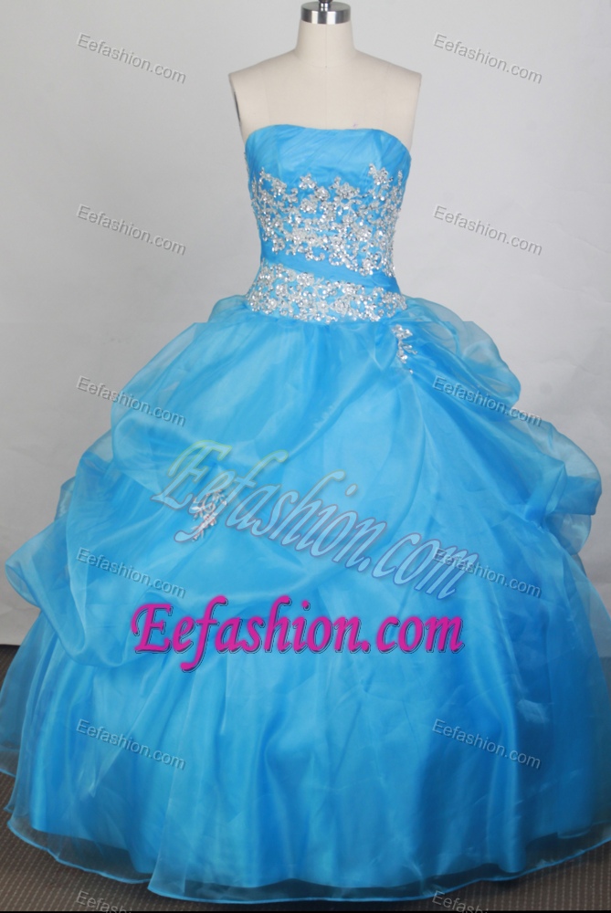Cheap Blue Strapless Sweet Sixteen Quinceanera Dresses with Beading in 2013
