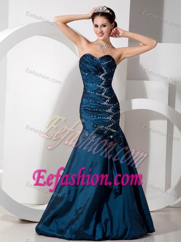 Navy Blue Mermaid Lovely Sweetheart Evening Wear Dress with Beading