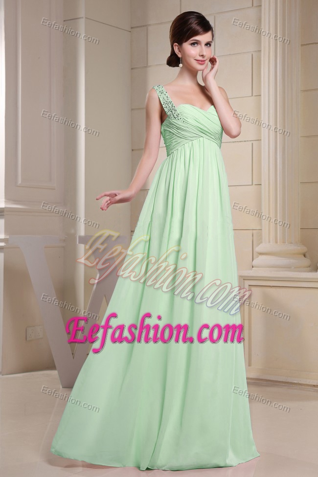 Beaded One Shoulder Low Price Women Evening Dresses in Apple Green