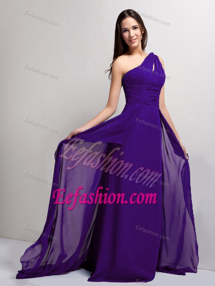 Eggplant Purple One Shoulder Evening Gown Dresses for Wholesale Price