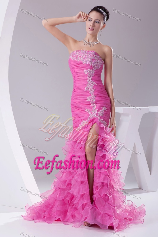 High Low Strapless Lovely Evening Dresses for Women with Ruffled Layers