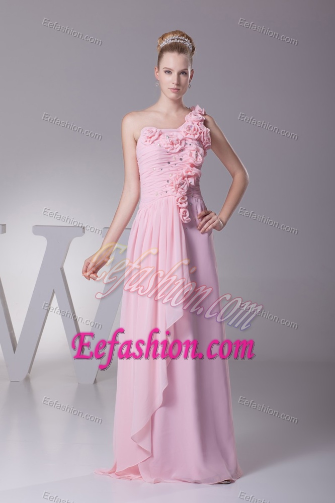 One Shoulder Pink Formal Evening Dresses on Promotion